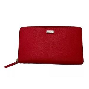 Kate Spade Red Shell Saffiano Leather Large Wallet/clutch